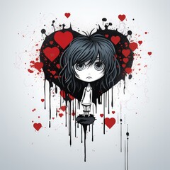 Sticker - girl with heart