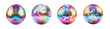 Colorful Disco Balls Isolated on White and Png Transparent Background