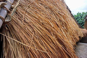 Thatched roof of Sasak tribe traditional house in Sade village, Lombok island, Indonesia. Close up