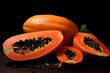 Ripe papaya fruit with seeds. Generative AI