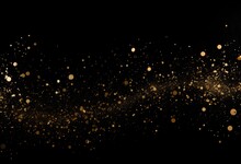 Gold Particles On Black Background. Generative AI 