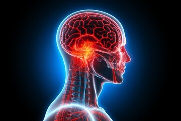 hologram of the human brain. background with selective focus and copy space
