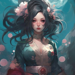 Wall Mural - Chinese girl in traditional dress, Generative AI illustrations