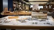 Design Dreams Unfold: Inspiring Architect's Office with Blueprint Plans, Architectural Models, and Renderings on Display