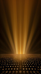 golden stage background with golden lights shining  