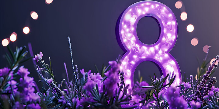 Number eight with purple flowers, March 8