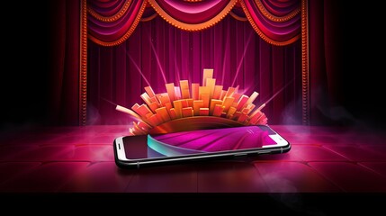 Wall Mural - Immerse Yourself in the Magic of Live Theater: 3D App Unveils a World of Digital Curtains and Tickets for Unforgettable Shows