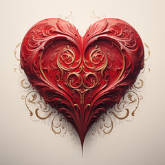 Poster - Red heart with floral ornament