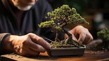 Zen Mastery: Captivating Hands Sculpting Bonsai Beauty With Precision And Grace