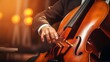 Melodic Mastery: Captivating Closeup of Cello Strings and Fingers in Harmonious Motion