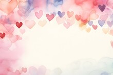 Love In The Air Watercolor Hearts Border