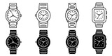 Fototapeta  - Wristwatch. Vector collection of watch icon illustrations. Black icon design.