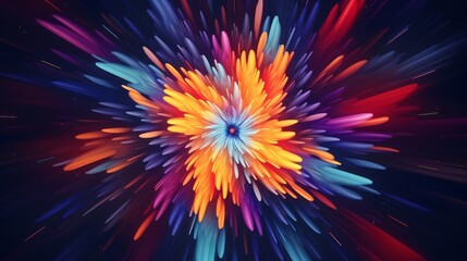 Wall Mural - Colorful motion graphics of abstract shapes pulsating and morphing, evoking a sense of audio driven visuals