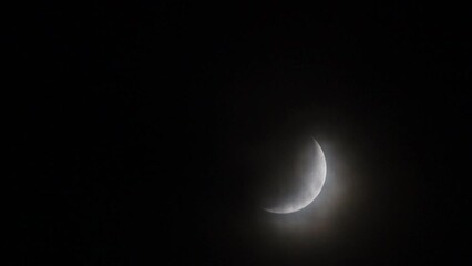 Wall Mural - Crescent moon and cloud black sky