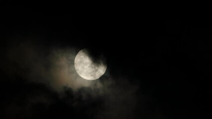 Wall Mural - Full moon and cloud in dark sky