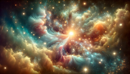 Wall Mural - Starry night cosmos Colorful nebula cloud in space galaxy