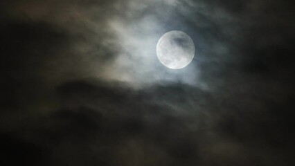 Wall Mural - Full moon and cloud in dark sky