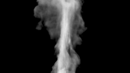 Poster - Simulation of vertical white smoke on a dark background. Rendering animation. Footage for intro.