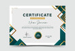 Dark green and gold geometric effect certificate template. Premium variety. soft. Edge line. Vector