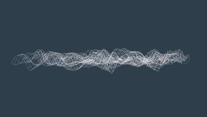 Poster - Polygonal wave dynamic mesh on a gray blue background. Technology and science. Rendering animation. Footage for intro.