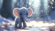 cute tiny elephant, The Snow Child’s Magical Night With Snowy, generative ai