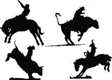Four Rodeo Silhouettes. Vector Illustration