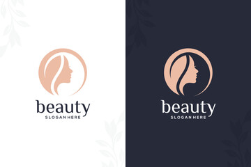 natural beauty salon and hair treatment luxury logo in gold color