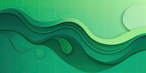 Poster - abstract green background with waves, green paper art, A green abstract background with wavy lines - Suitable for nature-themed designs, environmental concepts, or vibrant and modern digital art
