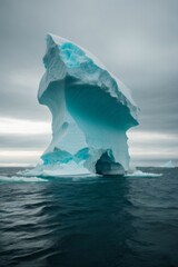 Aufkleber - A beautiful ice iceberg on a blue ocean against a blue sky with clouds.