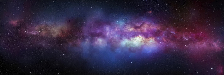 Wall Mural - background with space, clouds streak across the milky way, galaxy with stars on night starry sky pan