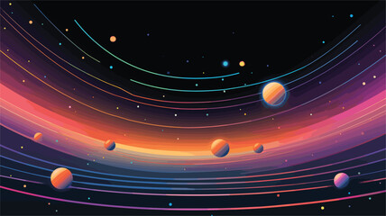 Wall Mural - ambition of interstellar travel with a vector scene featuring spacecraft journeying beyond our solar system.