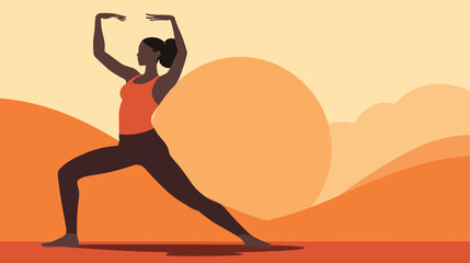 Wall Mural - commitment to flexibility and mobility in a vector scene featuring a woman engaging in stretching exercises or yoga poses at the gym. flexibility 