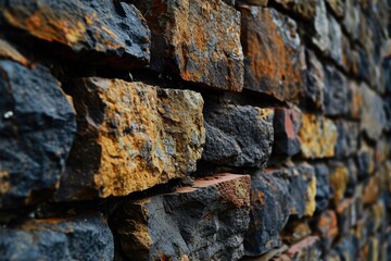 closeup of an old rough stone brick wall