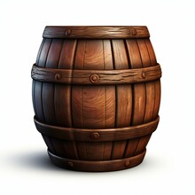 Wooden Barrel Isolated On White Background