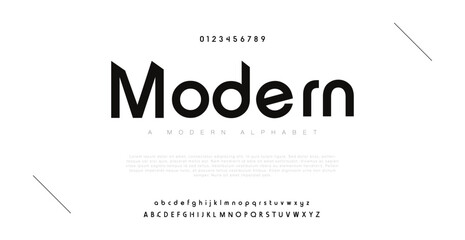 Wall Mural - Modern creative modern alphabet font. Digital abstract moslem, futuristic, fashion, sport, minimal technology typography. Simple numeric vector illustration