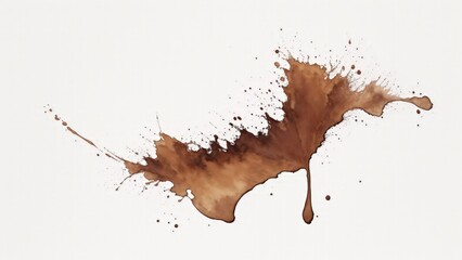Wall Mural - Brown watercolor paint splashes texture on white background