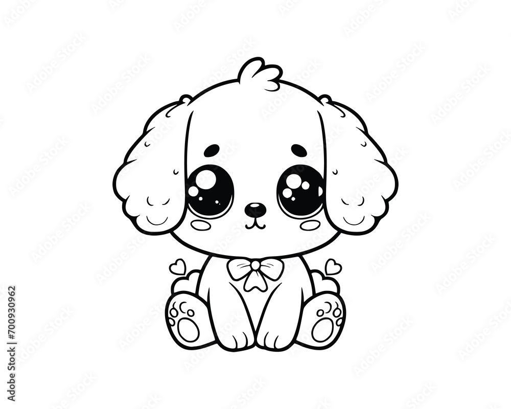 Cute Cartoon Character of dog for coloring book. outline line art ...