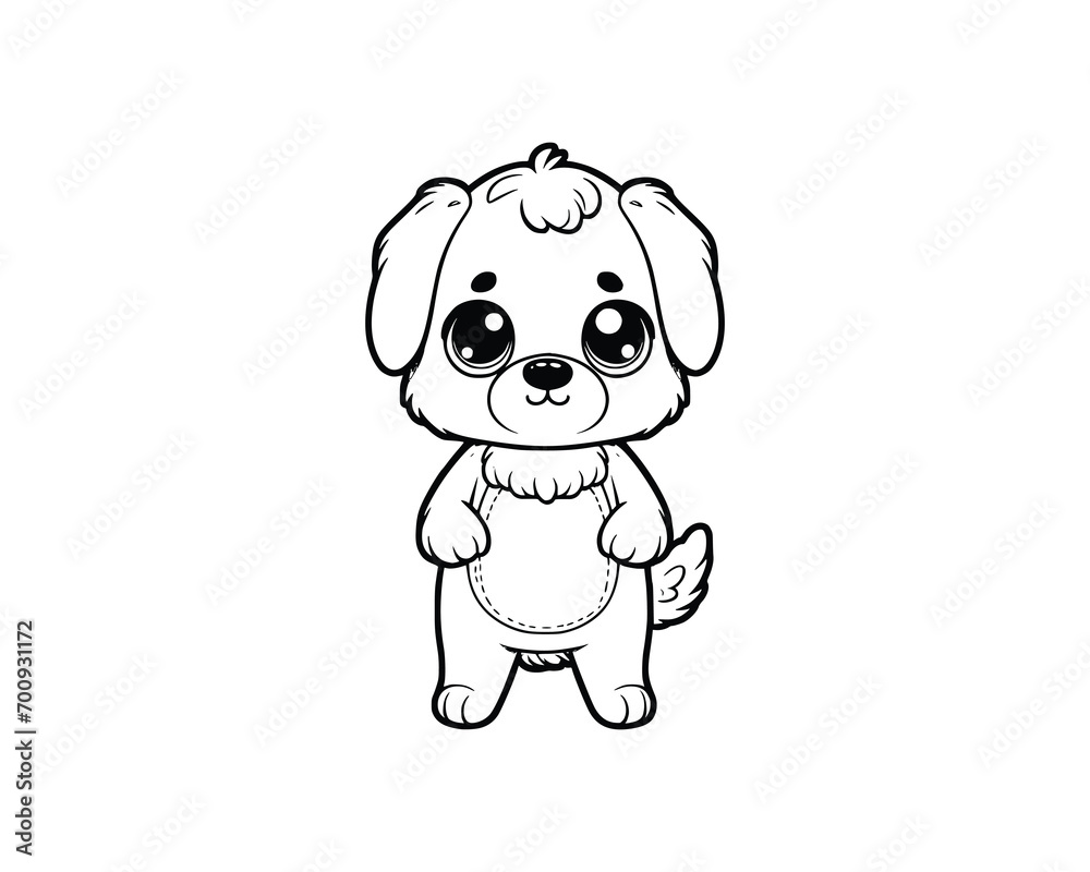 Cute Cartoon Character of dog for coloring book. outline line art ...