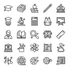 Education Icon Set Line Black V1