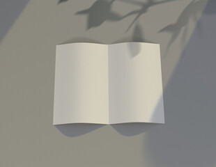 Poster - Showcase your content with this 3D illustration of a blank brochure mock-up, featuring a simple and harmonious background. 11'' 8.5'' size.

