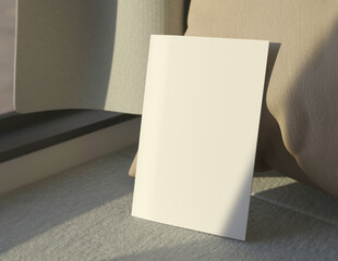 Poster - Showcase your content with this 3D illustration of a blank brochure mock-up, featuring a simple and harmonious background. 11'' 8.5'' size.
