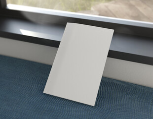 Poster - Showcase your content with this 3D illustration of a blank brochure mock-up, featuring a simple and harmonious background. 11'' 8.5'' size.
