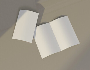 Poster - Showcase your content with this 3D illustration of a blank brochure mock-up, featuring a simple and harmonious background. 11'' 8.5'' size.
