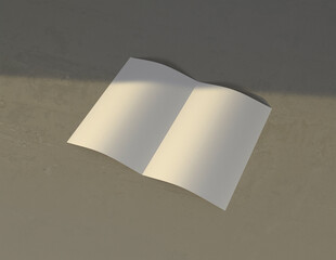 Poster - Showcase your content with this 3D illustration of a blank brochure mock-up, featuring a simple and harmonious background. 11'' 8.5'' size.
