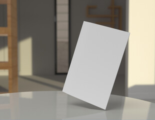 Poster - Showcase your content with this 3D illustration of a blank brochure mock-up, featuring a simple and harmonious background. 11'' 8.5'' size.
