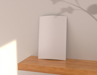 Poster - Showcase your content with this 3D illustration of a blank brochure mock-up, featuring a simple and harmonious background. 11'' 8.5'' size.
