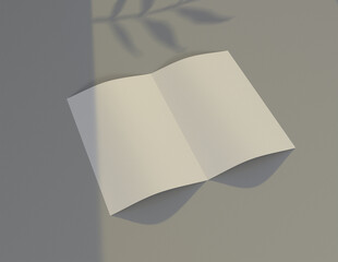 Poster - Showcase your content with this 3D illustration of a blank brochure mock-up, featuring a simple and harmonious background. 11'' 8.5'' size.
