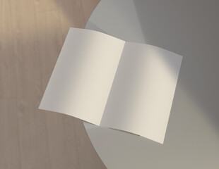 Poster - Showcase your content with this 3D illustration of a blank brochure mock-up, featuring a simple and harmonious background. 11'' 8.5'' size.
