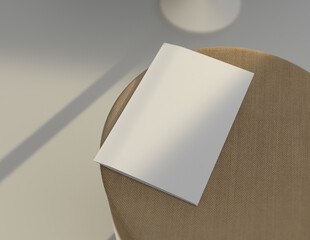 Poster - Showcase your content with this 3D illustration of a blank brochure mock-up, featuring a simple and harmonious background. 11'' 8.5'' size.
