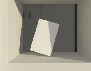 Poster - Showcase your content with this 3D illustration of a blank brochure mock-up, featuring a simple and harmonious background. 11'' 8.5'' size.
